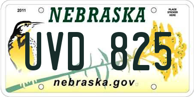NE license plate UVD825