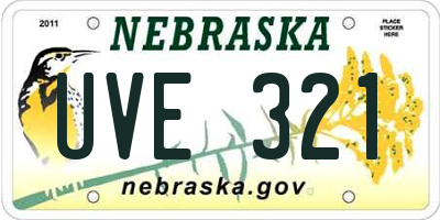 NE license plate UVE321