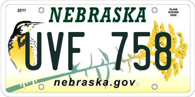 NE license plate UVF758