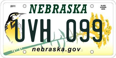 NE license plate UVH099