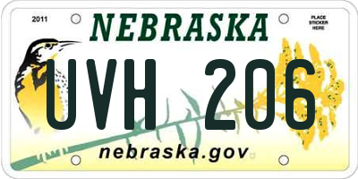 NE license plate UVH206