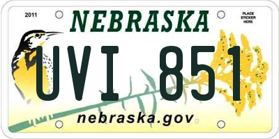 NE license plate UVI851