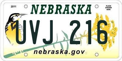 NE license plate UVJ216