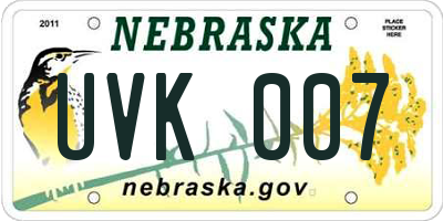 NE license plate UVK007