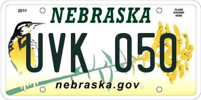 NE license plate UVK050