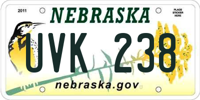 NE license plate UVK238