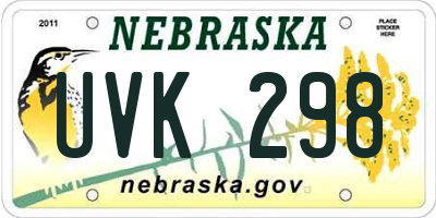 NE license plate UVK298