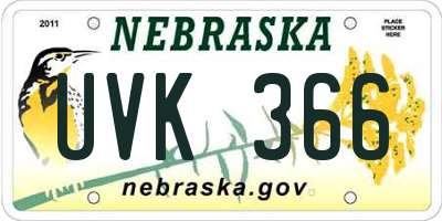 NE license plate UVK366