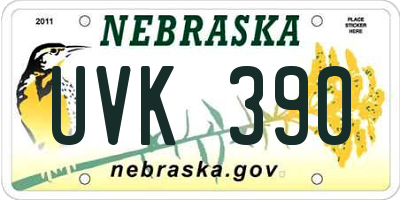 NE license plate UVK390