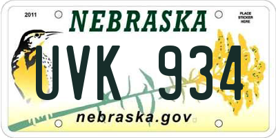 NE license plate UVK934