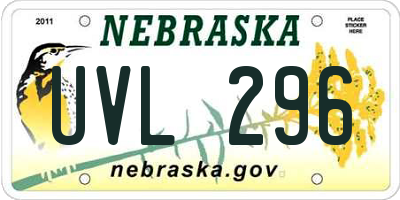 NE license plate UVL296