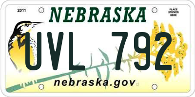 NE license plate UVL792