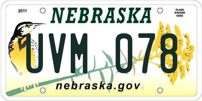 NE license plate UVM078