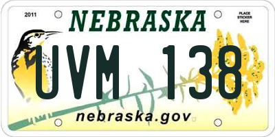 NE license plate UVM138