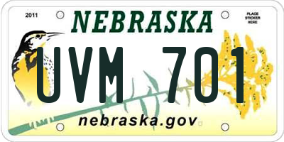 NE license plate UVM701