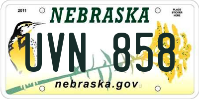 NE license plate UVN858