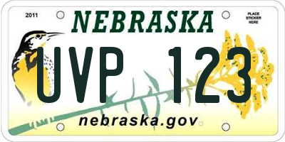 NE license plate UVP123