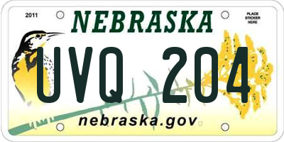 NE license plate UVQ204