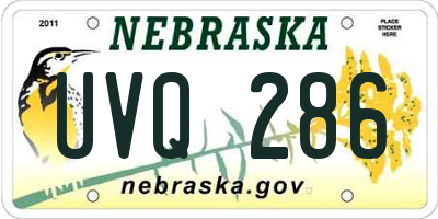 NE license plate UVQ286