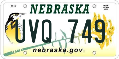NE license plate UVQ749