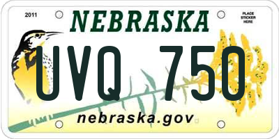 NE license plate UVQ750