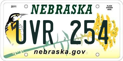 NE license plate UVR254
