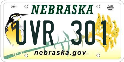 NE license plate UVR301