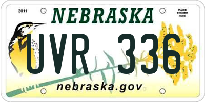 NE license plate UVR336
