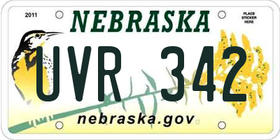 NE license plate UVR342