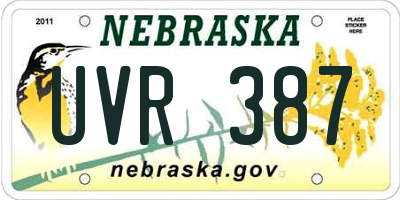 NE license plate UVR387