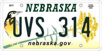 NE license plate UVS314
