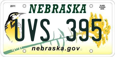 NE license plate UVS395