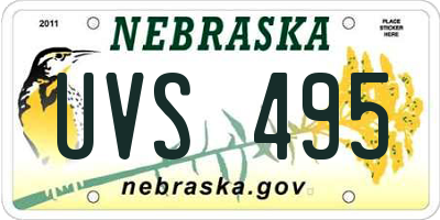 NE license plate UVS495