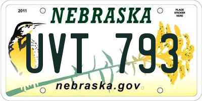 NE license plate UVT793