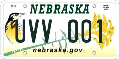 NE license plate UVV001