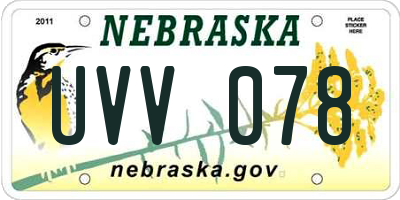 NE license plate UVV078