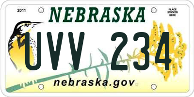 NE license plate UVV234