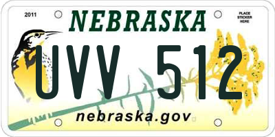 NE license plate UVV512