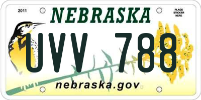 NE license plate UVV788