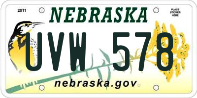 NE license plate UVW578