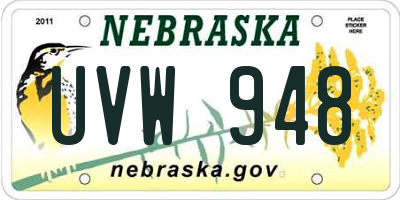 NE license plate UVW948