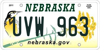 NE license plate UVW963