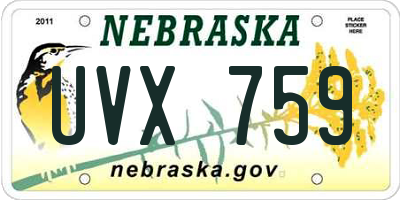 NE license plate UVX759
