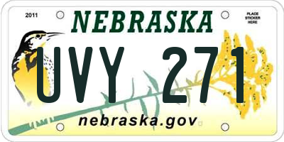 NE license plate UVY271