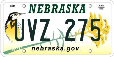 NE license plate UVZ275