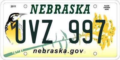 NE license plate UVZ997