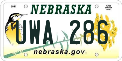NE license plate UWA286