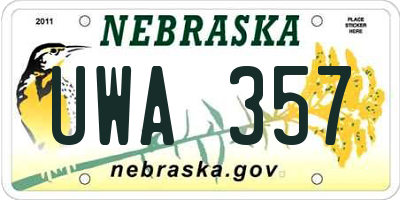 NE license plate UWA357