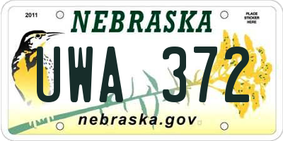 NE license plate UWA372