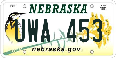 NE license plate UWA453